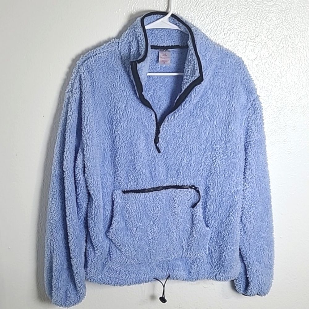 No Boundaries Blue Turtleneck Sherpa Jacket Handwarmers Sz L(11-13) Juniors NWOT